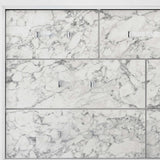 Modern White Mirror With Faux Marble Border Detail Led Lightning - Homeroots