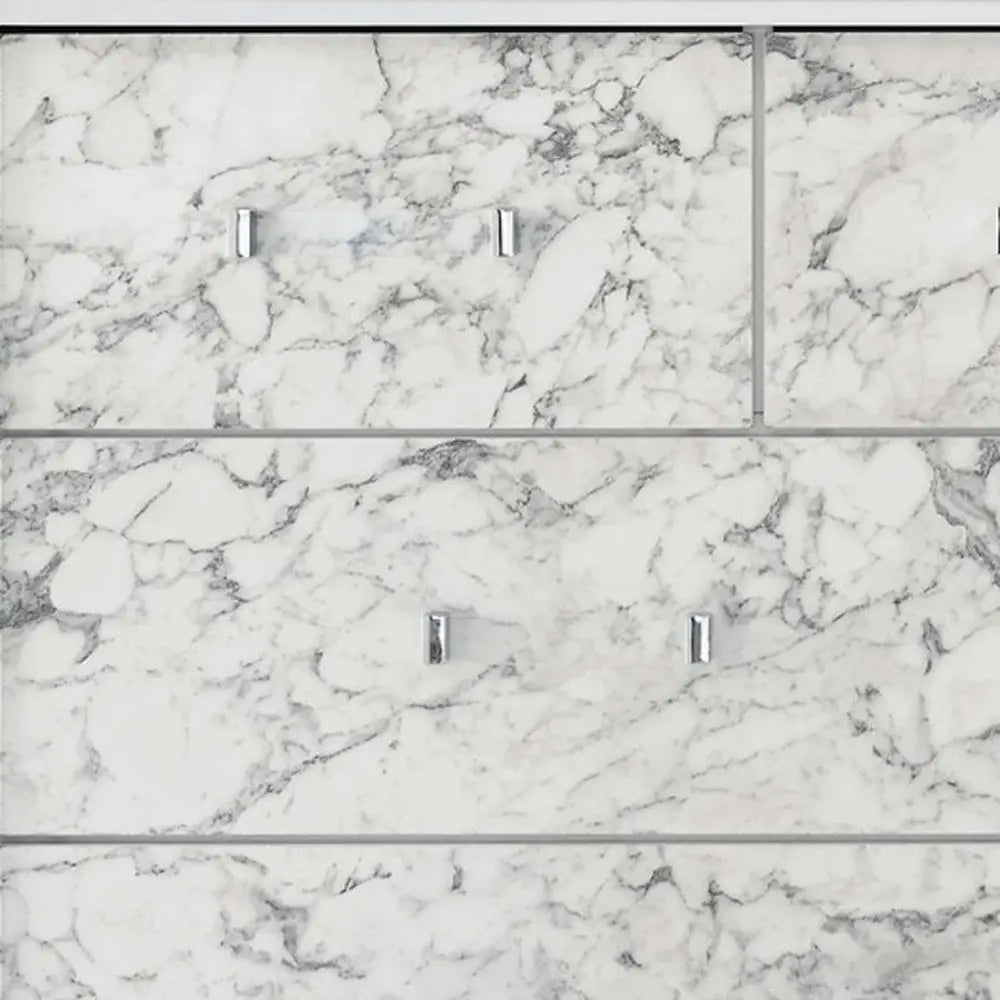 Modern White Mirror With Faux Marble Border Detail Led Lightning - Homeroots - Flyclothing LLC