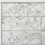 Modern White Mirror With Faux Marble Border Detail Led Lightning - Homeroots - Flyclothing LLC