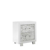 Modern White Nightstand With 2 Faux Marble Detailed Front Drawer. - Homeroots