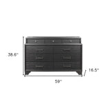 59" Gray Solid Wood Nine Drawer Double Dresser - Homeroots - Flyclothing LLC