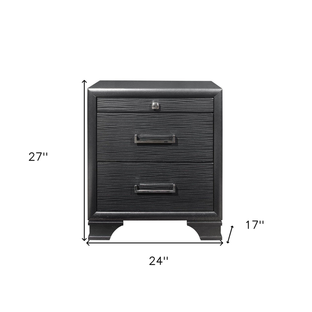 27" Gray Two Drawers Manufactured Wood Nightstand - Homeroots - Flyclothing LLC