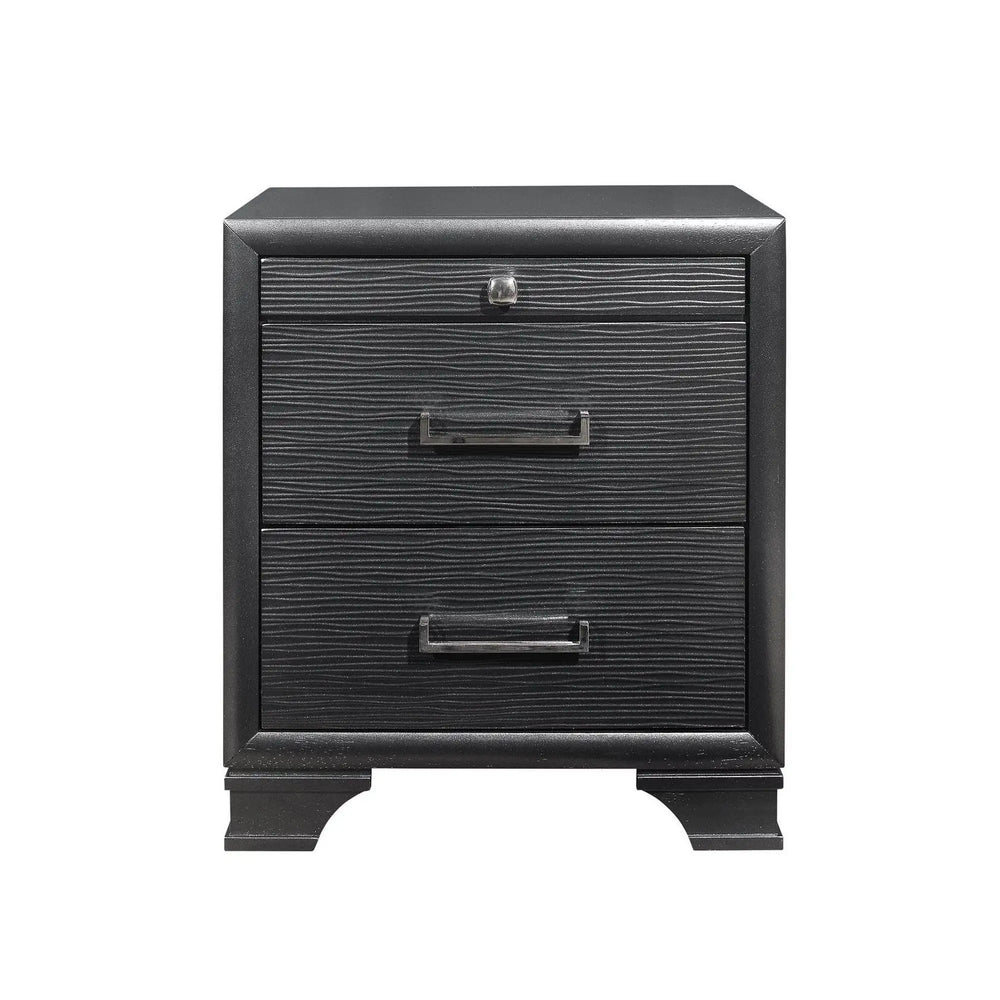 27" Gray Two Drawers Manufactured Wood Nightstand - Homeroots - Flyclothing LLC
