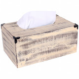 Rustic Yellow Washed Mango Wood Rectangular Tissue Holder - Homeroots