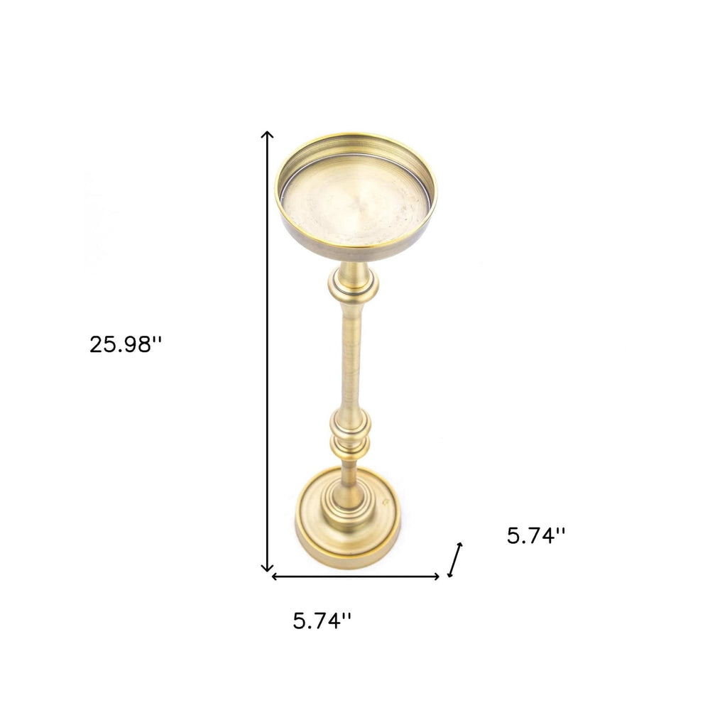 26" Brushed Gold Drink Size Round End Table - Homeroots