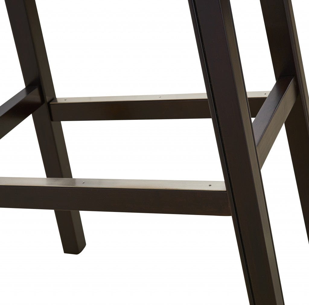 31" Tan And Espresso Faux Leather And Solid Wood Backless Counter Height Bar Chair - Homeroots - Flyclothing LLC