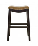 31" Tan And Espresso Faux Leather And Solid Wood Backless Counter Height Bar Chair - Homeroots