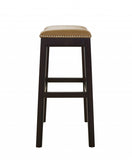 26" Tan And Espresso Solid Wood Backless Bar Height Bar Chair - Homeroots