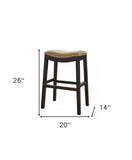 26" Tan And Espresso Solid Wood Backless Bar Height Bar Chair - Homeroots - Flyclothing LLC