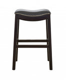 31" Gray And Espresso Faux Leather And Solid Wood Backless Bar Height Bar Chair - Homeroots