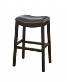 31" Gray And Espresso Faux Leather And Solid Wood Backless Bar Height Bar Chair - Homeroots