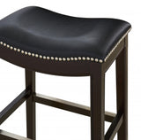 31" Black And Espresso Solid Wood Backless Bar Height Bar Chair - Homeroots - Flyclothing LLC
