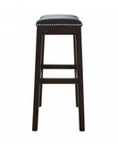 31" Black And Espresso Solid Wood Backless Bar Height Bar Chair - Homeroots
