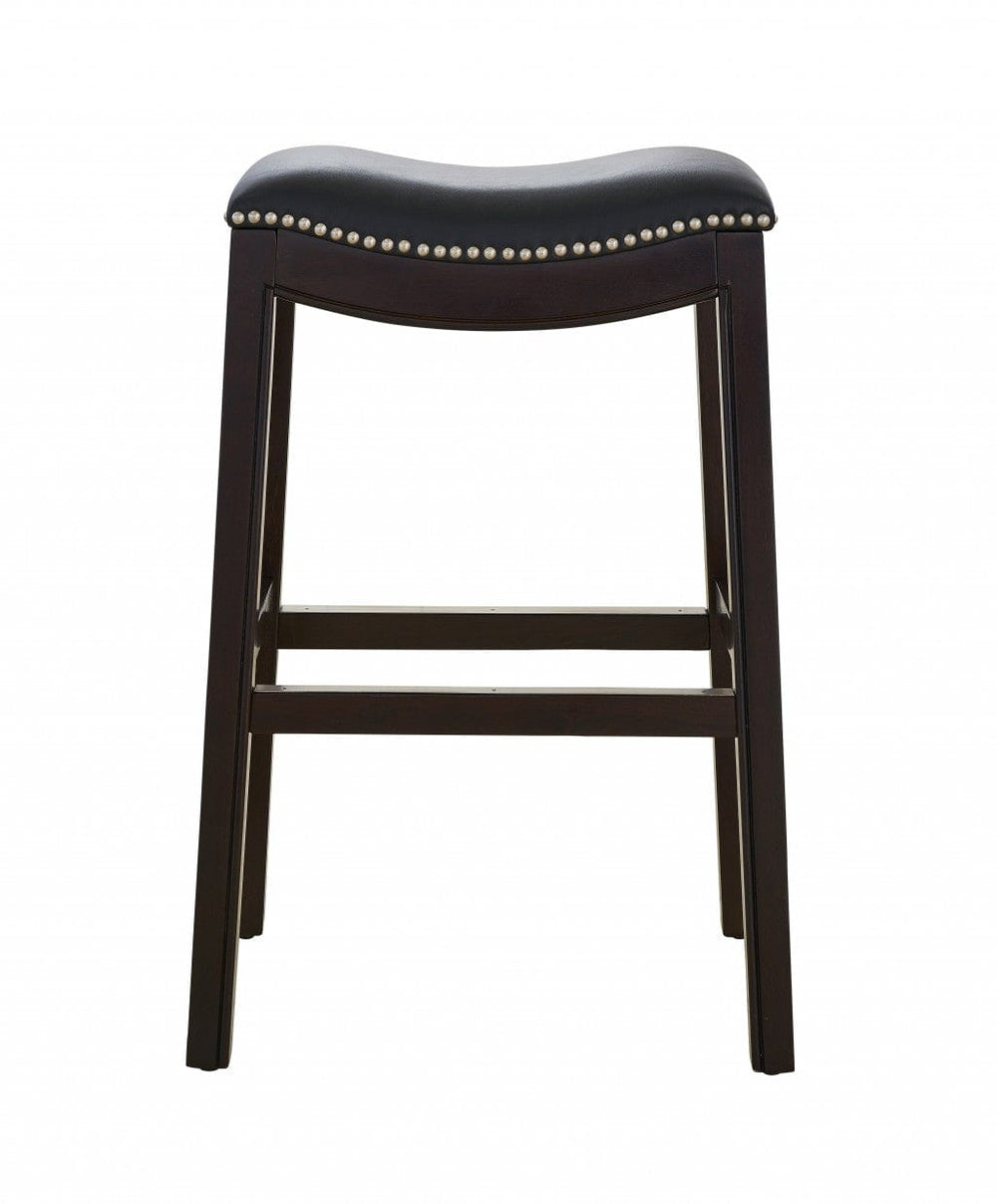 31" Black And Espresso Solid Wood Backless Bar Height Bar Chair - Homeroots - Flyclothing LLC