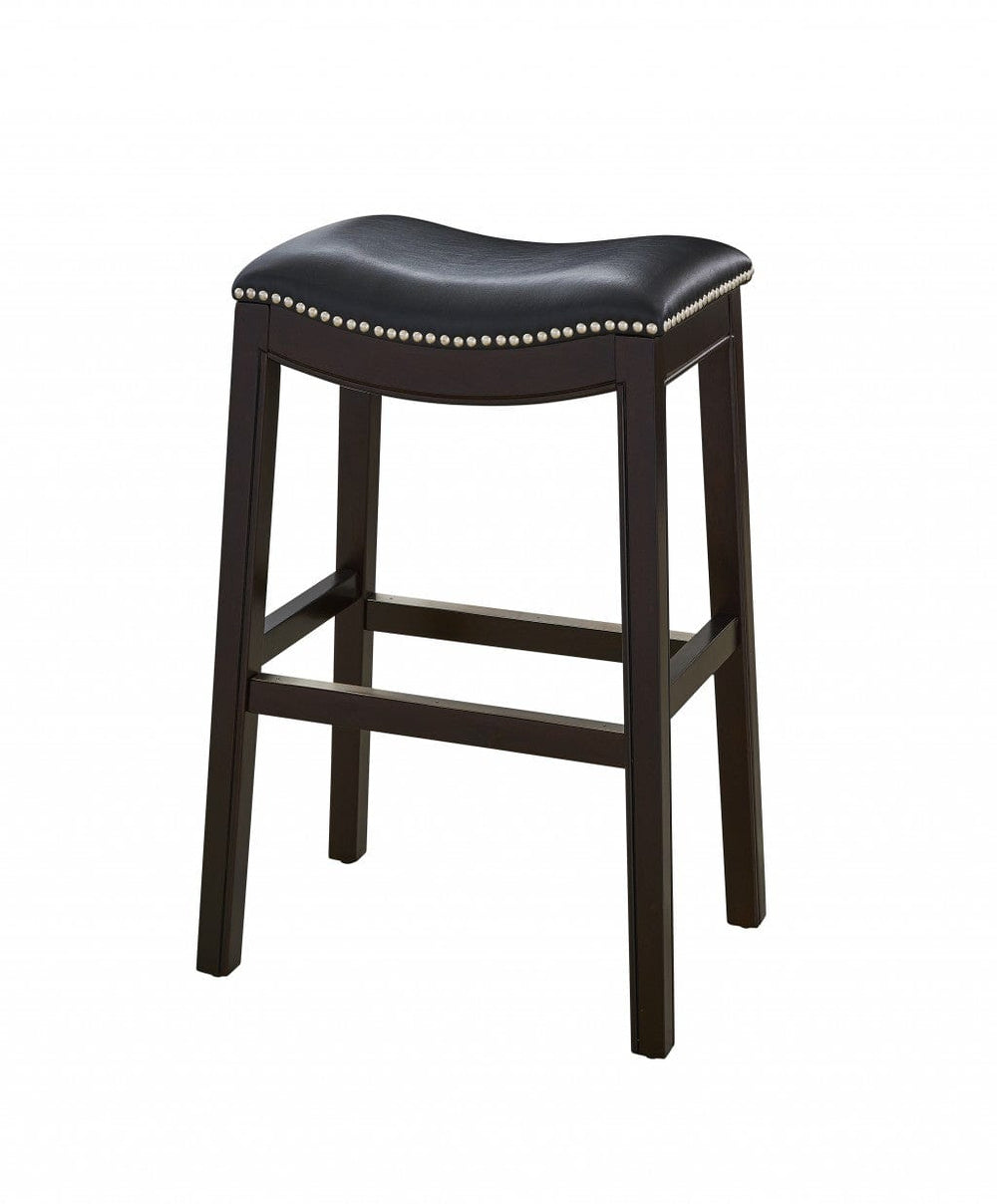 31" Black And Espresso Solid Wood Backless Bar Height Bar Chair - Homeroots - Flyclothing LLC
