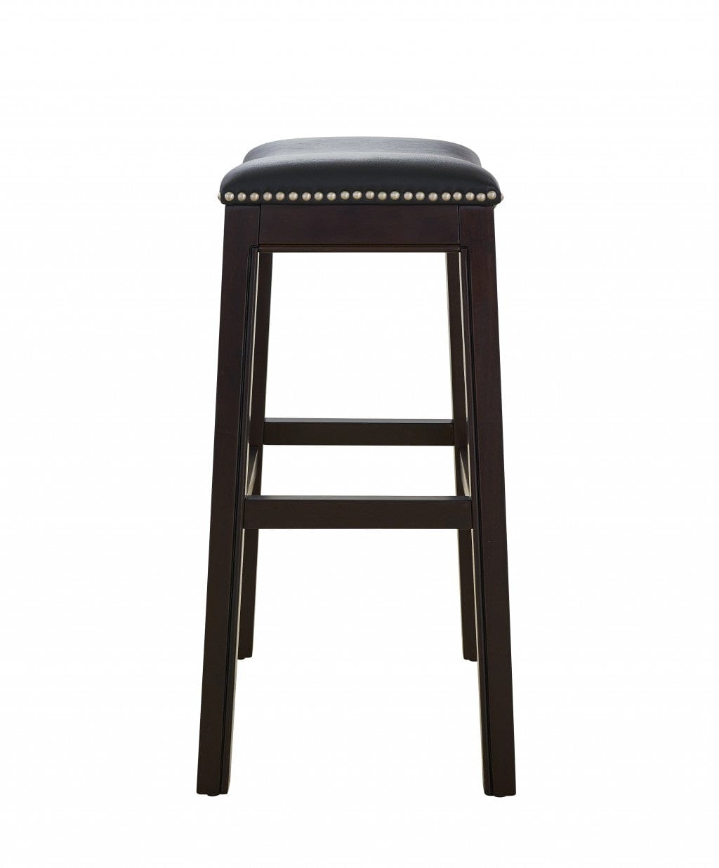 26" Black And Espresso Solid Wood Backless Counter Height Bar Chair