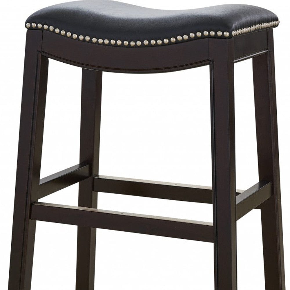 26" Black And Espresso Solid Wood Backless Counter Height Bar Chair - Homeroots - Flyclothing LLC