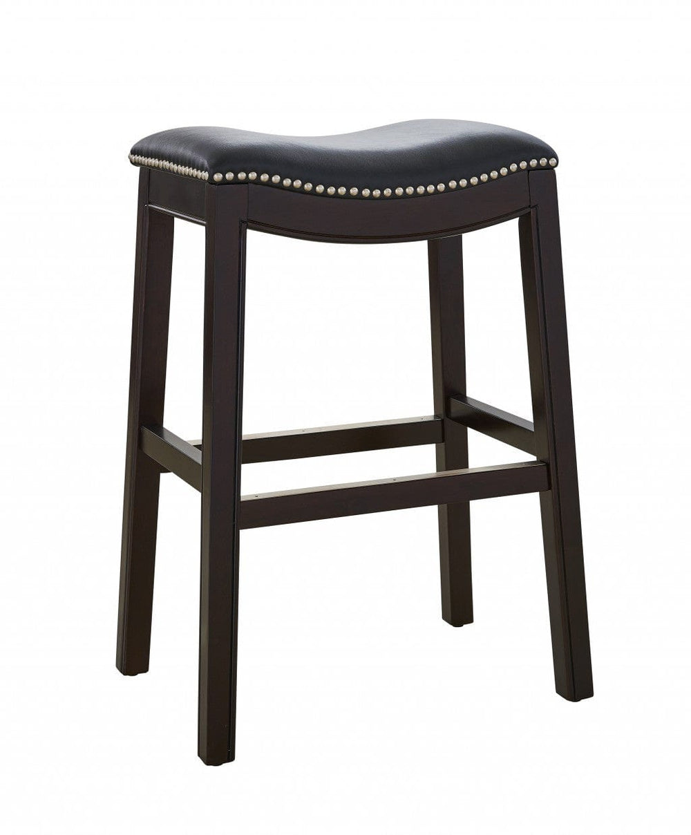 26" Black And Espresso Solid Wood Backless Counter Height Bar Chair - Homeroots - Flyclothing LLC