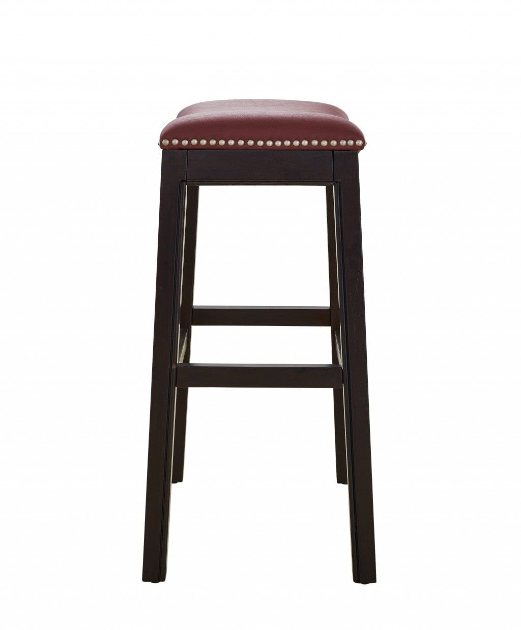 26" Dark Red And Espresso Solid Wood Backless Counter Height Bar Chair - Homeroots - Flyclothing LLC