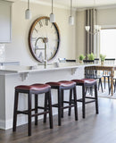 26" Dark Red And Espresso Solid Wood Backless Counter Height Bar Chair - Homeroots