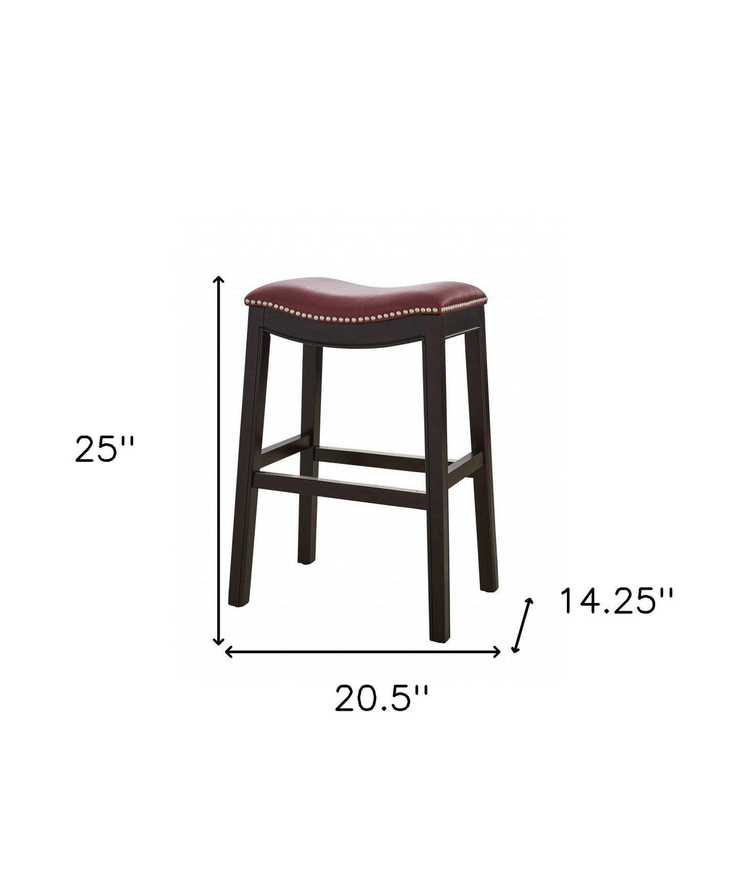 26" Dark Red And Espresso Solid Wood Backless Counter Height Bar Chair - Homeroots - Flyclothing LLC