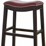 26" Dark Red And Espresso Solid Wood Backless Counter Height Bar Chair - Homeroots - Flyclothing LLC