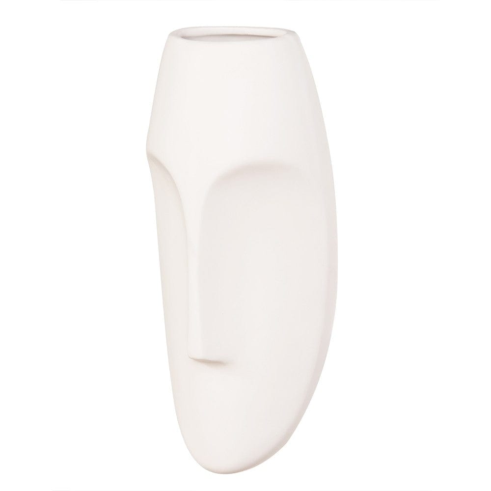 10" White Mod Abstract Face Ceramic Wall Decor