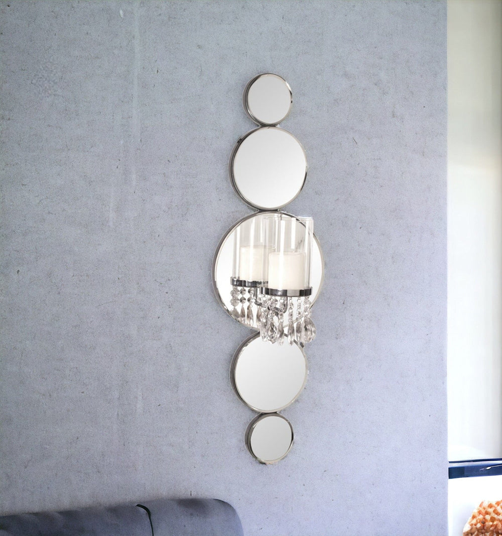 Silver and Clear Modern Bling Mirrored Wall Sconce - Homeroots