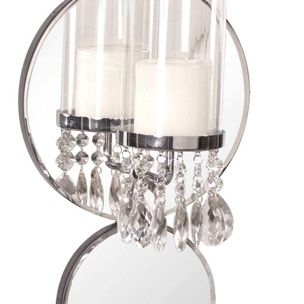 Silver and Clear Modern Bling Mirrored Wall Sconce - Homeroots - Flyclothing LLC