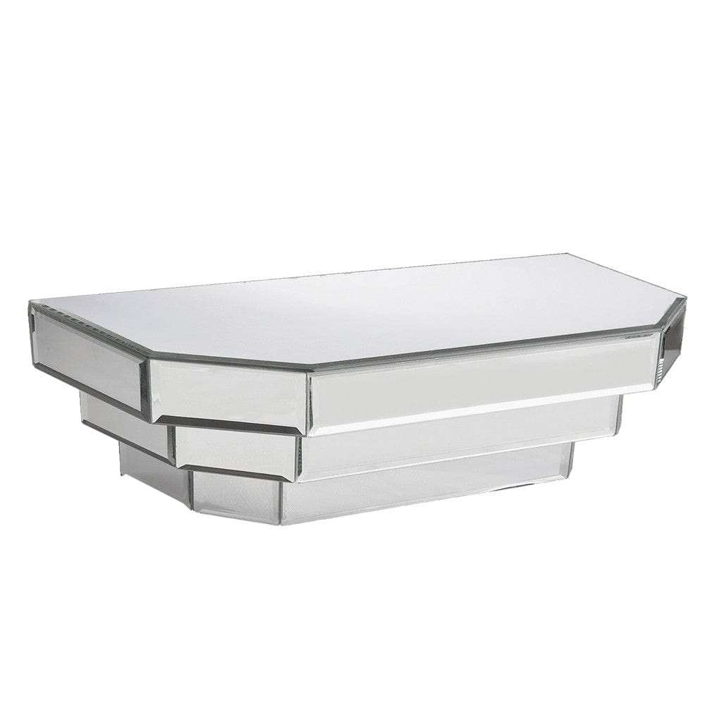 Contemporary Floating Mirrored Glass Stepped Shelf - Homeroots - Flyclothing LLC