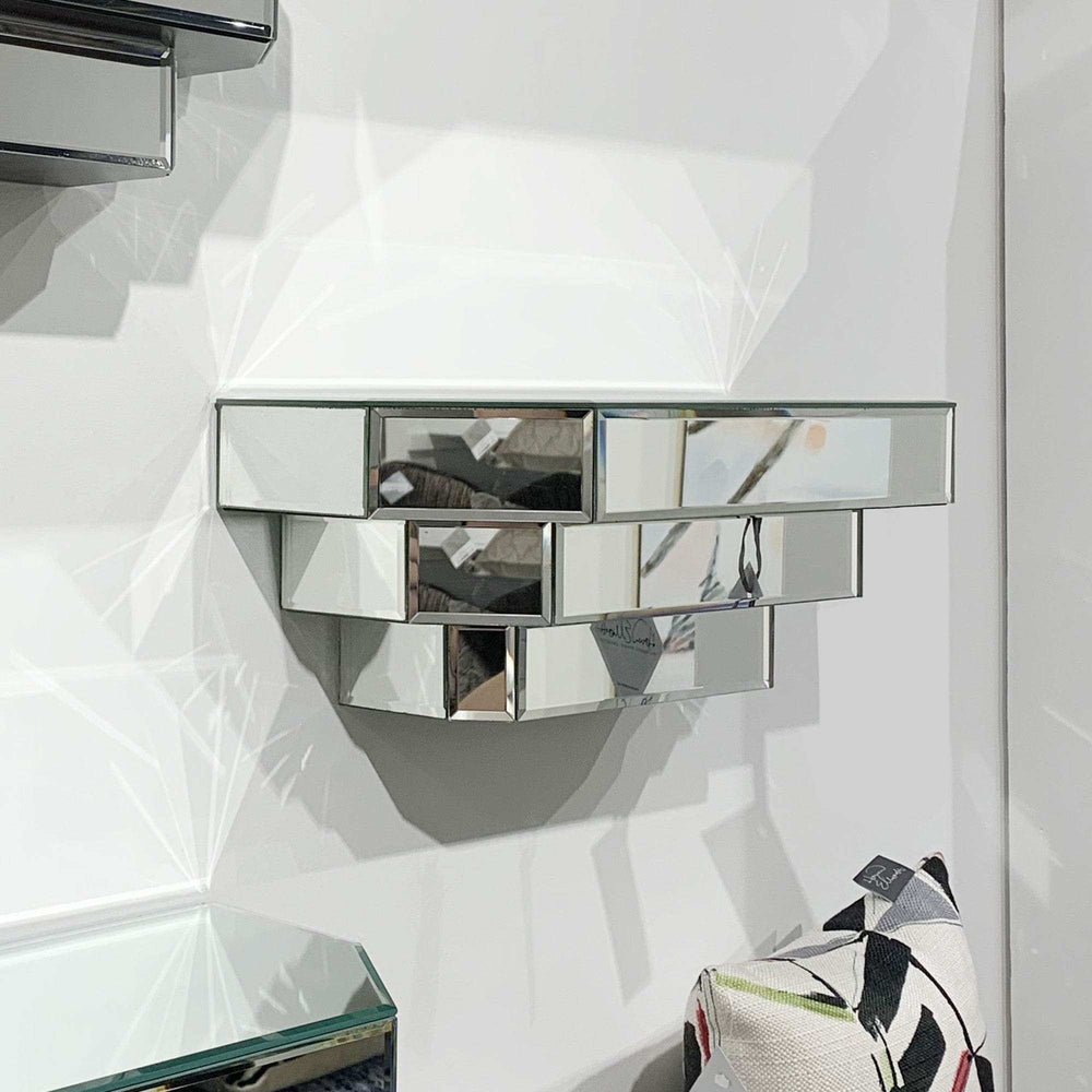 Contemporary Floating Mirrored Glass Stepped Shelf - Homeroots - Flyclothing LLC
