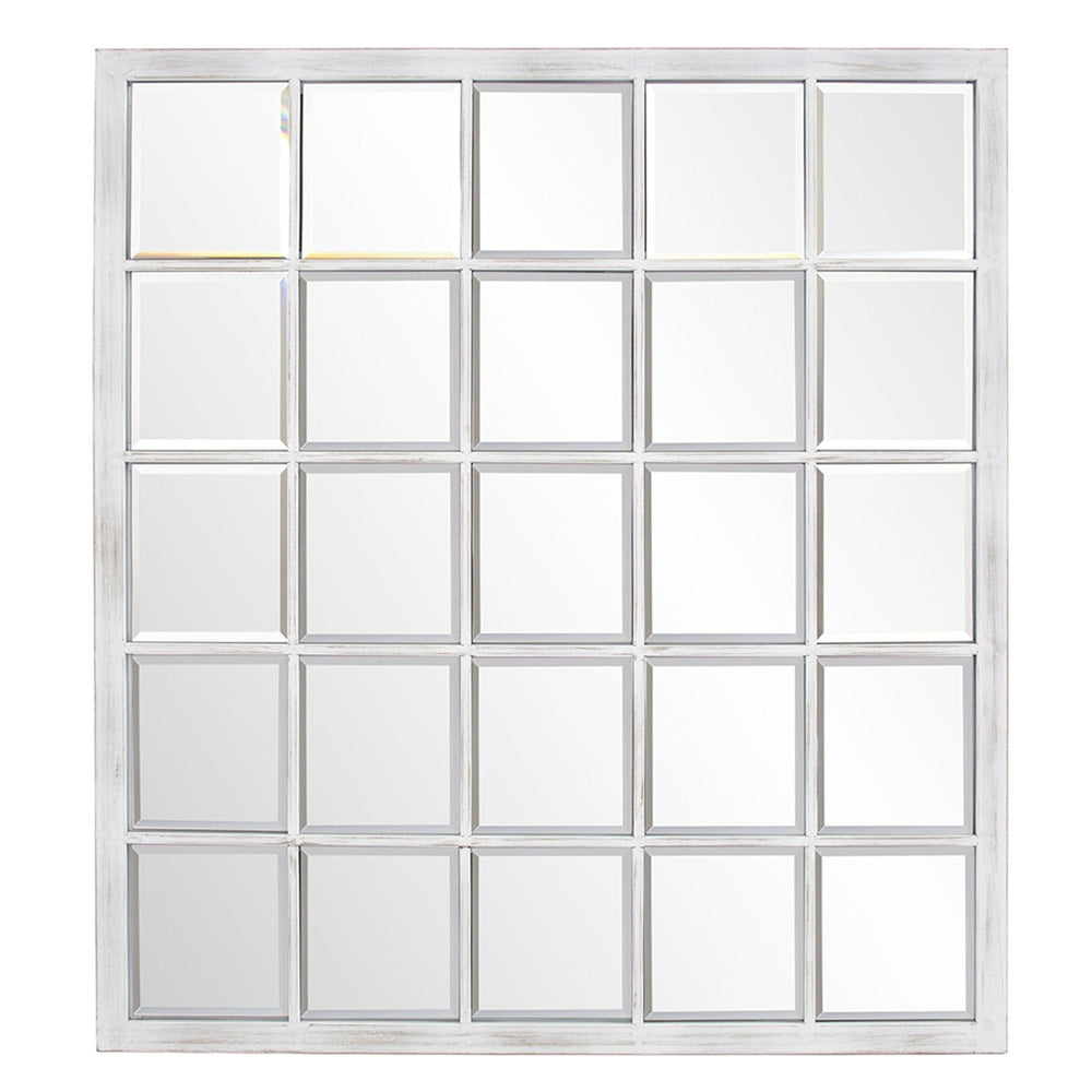 Rectangular Whitewash Window Pane Tile Mirror - Homeroots