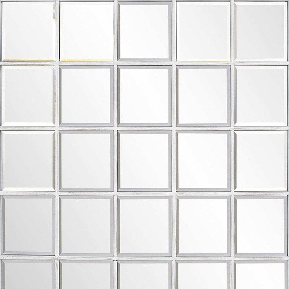 Rectangular Whitewash Window Pane Tile Mirror - Homeroots - Flyclothing LLC