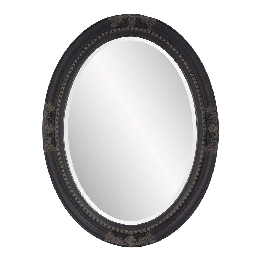 Oval Antiqued Black Wood Frame Mirror - Homeroots - Flyclothing LLC