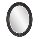 Oval Antiqued Black Wood Frame Mirror - Homeroots