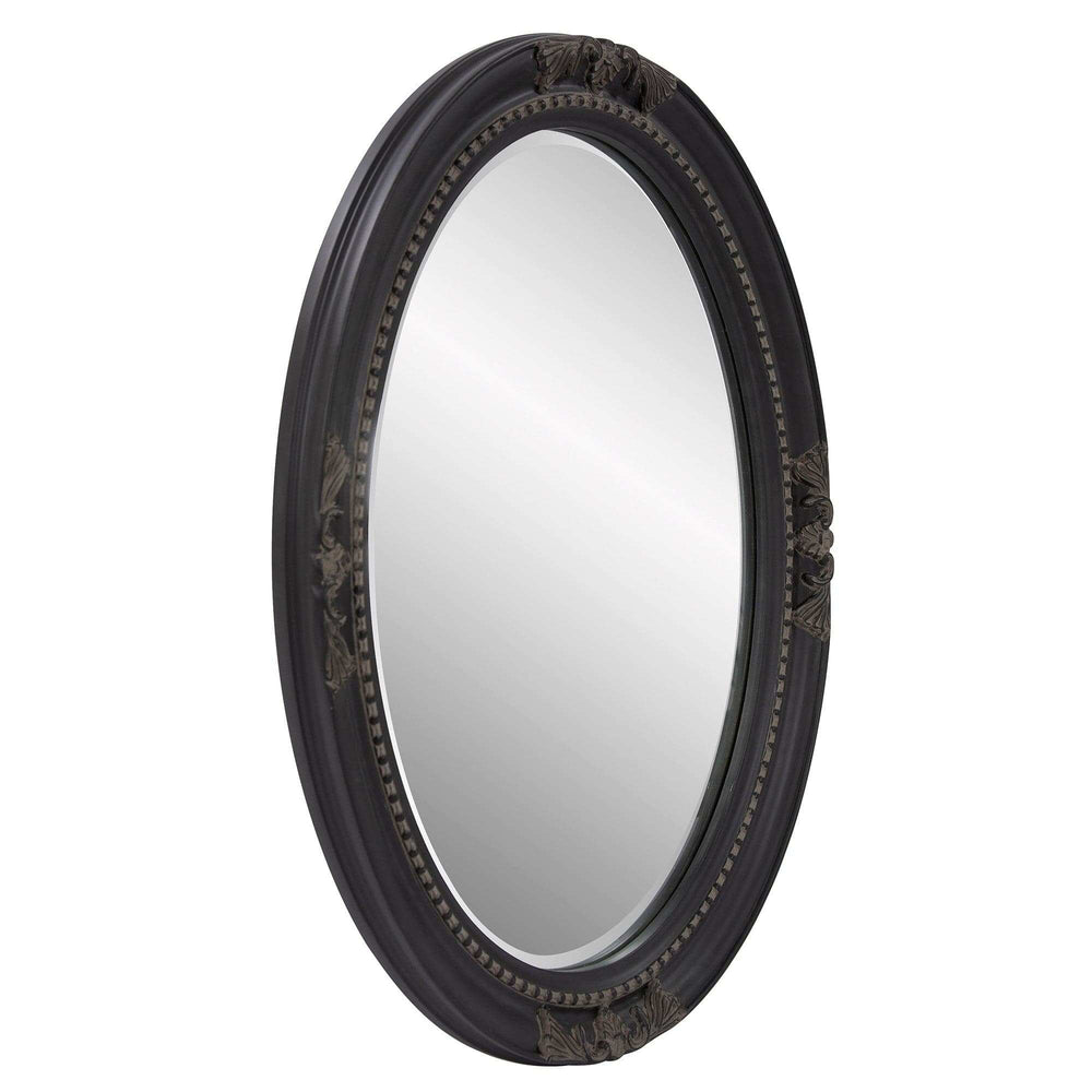 Oval Antiqued Black Wood Frame Mirror - Homeroots - Flyclothing LLC