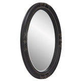 Oval Antiqued Black Wood Frame Mirror - Homeroots