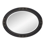 Oval Antiqued Black Wood Frame Mirror - Homeroots - Flyclothing LLC