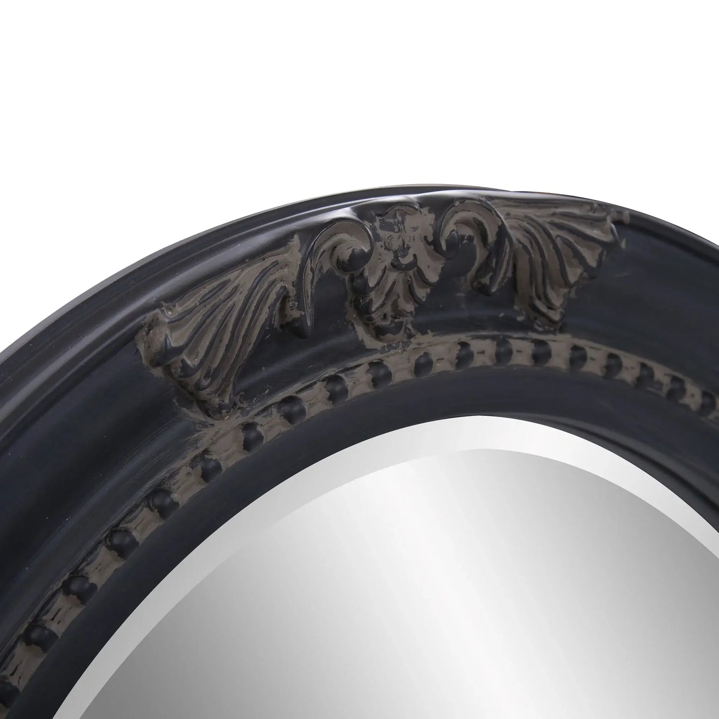 Oval Antiqued Black Wood Frame Mirror - Homeroots - Flyclothing LLC