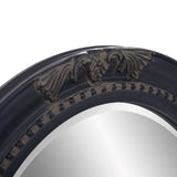 Oval Antiqued Black Wood Frame Mirror - Homeroots - Flyclothing LLC