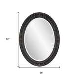 Oval Antiqued Black Wood Frame Mirror - Homeroots - Flyclothing LLC