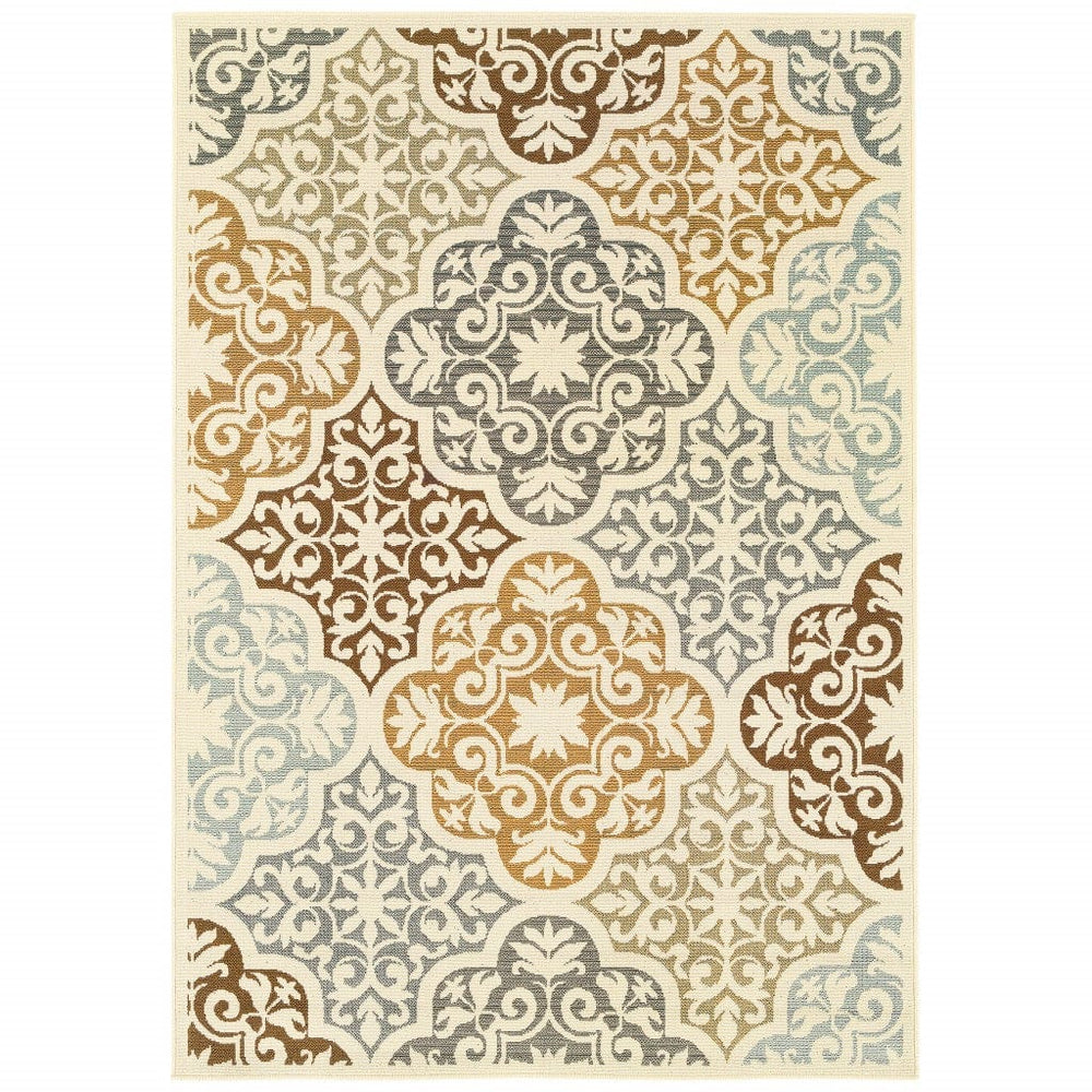 Gray and Ivory Moroccan Indoor Outdoor Area Rug - Homeroots