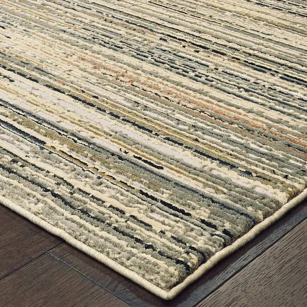 8' Ivory Sage Abtract Lines Indoor Runner Rug - Homeroots - Flyclothing LLC