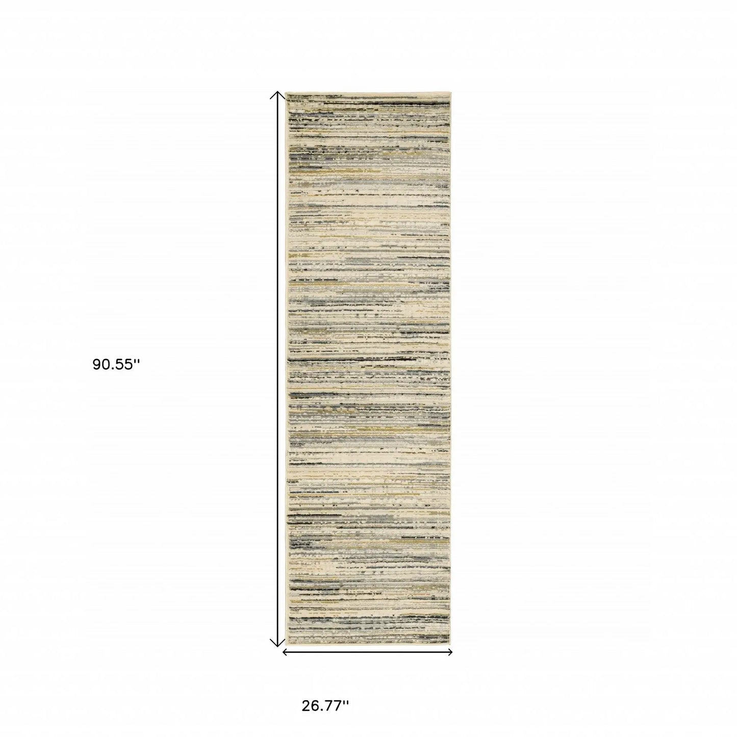 8' Ivory Sage Abtract Lines Indoor Runner Rug - Homeroots - Flyclothing LLC