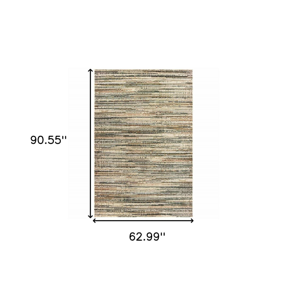 5' X 8' Ivory Sage Abtract Lines Indoor Area Rug - Homeroots - Flyclothing LLC