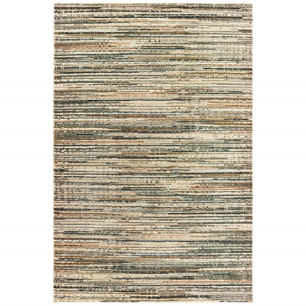 6' X 9' Ivory Sage Abtract Lines Indoor Area Rug - Homeroots