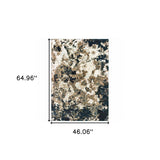 3' X 6' Ivory Navy Abstract Marble Indoor Area Rug - Homeroots - Flyclothing LLC