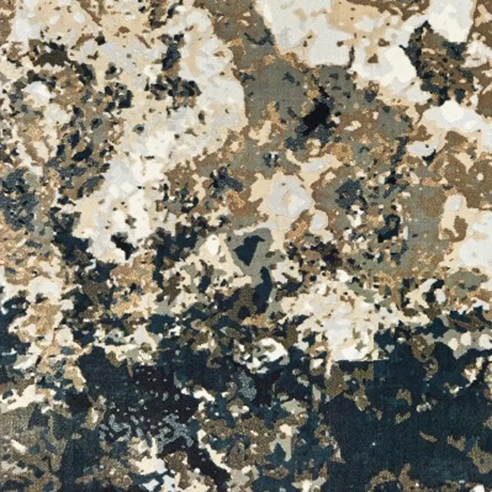 3' X 6' Ivory Navy Abstract Marble Indoor Area Rug - Homeroots - Flyclothing LLC