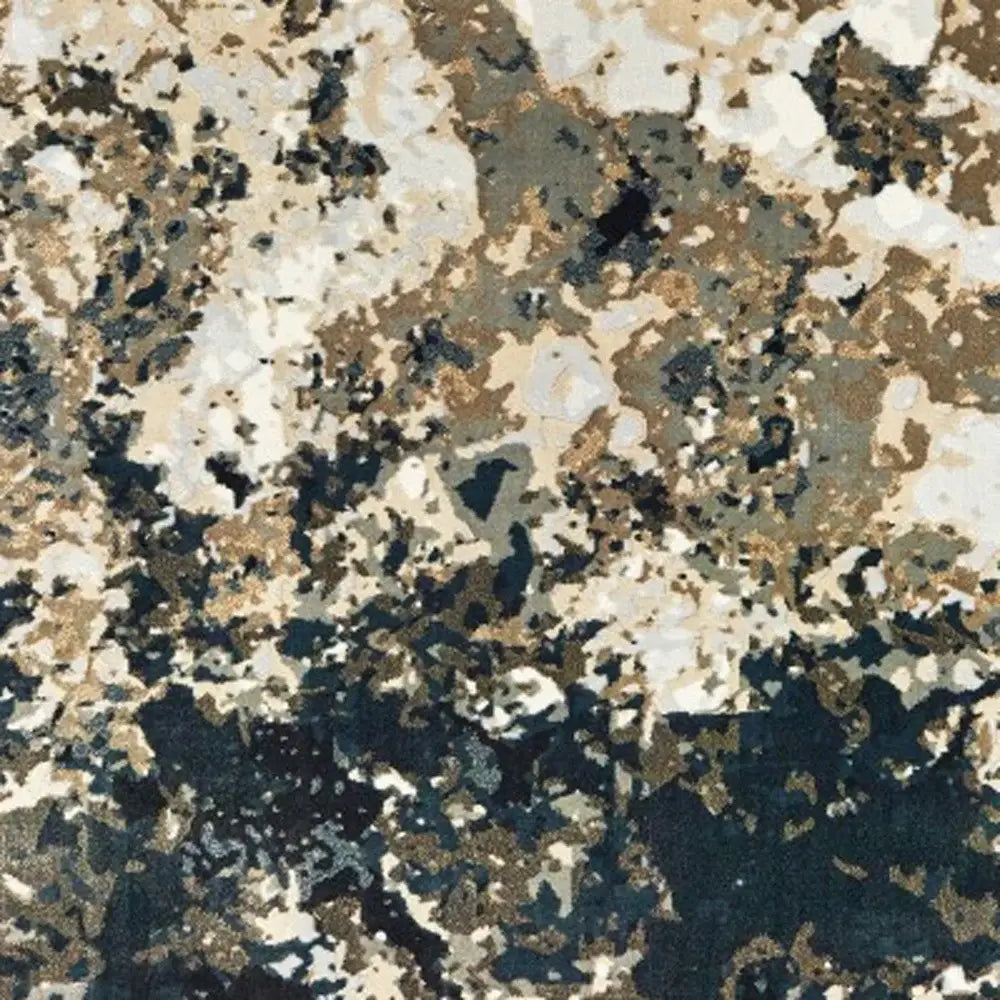 6' X 9' Ivory Navy Abstract Marble Indoor Area Rug - Homeroots - Flyclothing LLC
