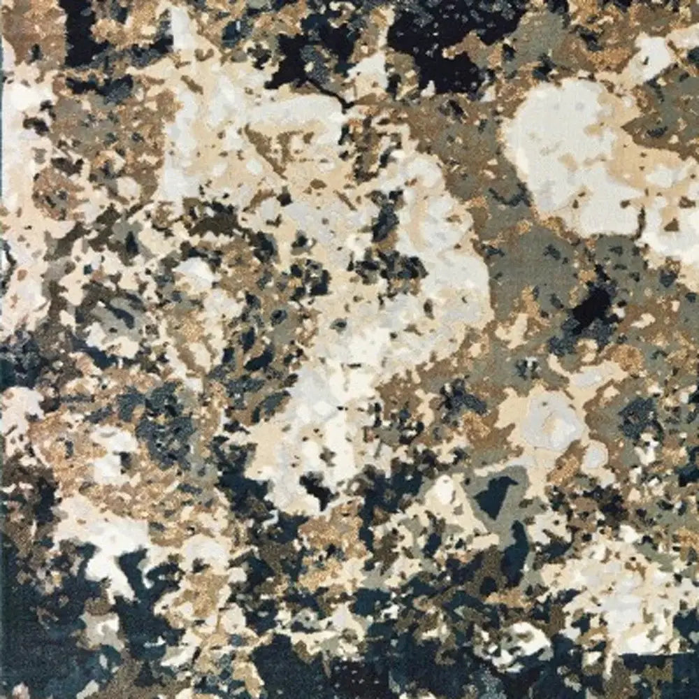 7' X 10' Ivory Navy Abstract Marble Indoor Area Rug - Homeroots - Flyclothing LLC